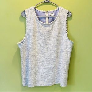 JCrew Textured Blue and White Sleeveless Shell